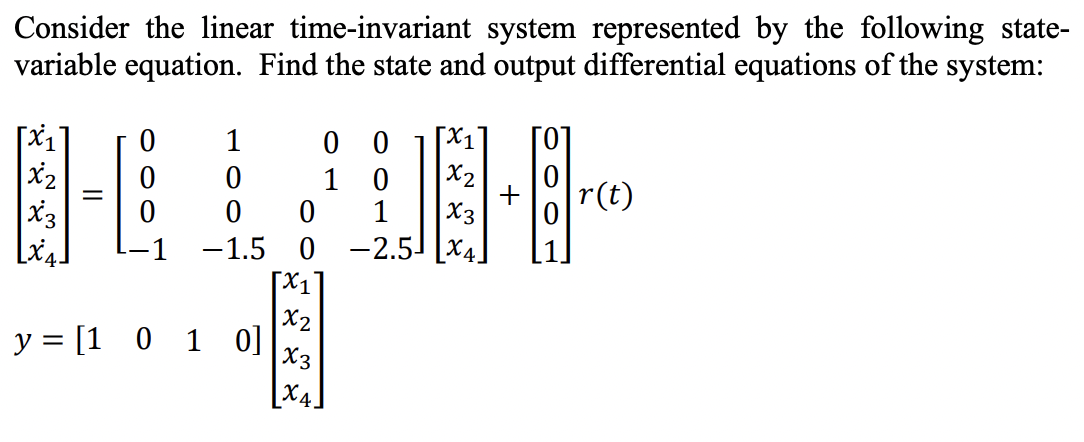 Solved Consider the linear time-invariant system represented | Chegg.com