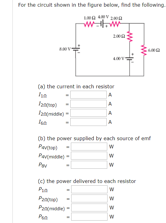 Solved For the circuit shown in the figure below, find the | Chegg.com
