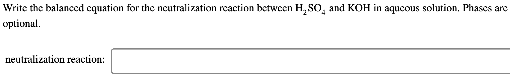 Write the balanced equation for the neutralization reaction between picture