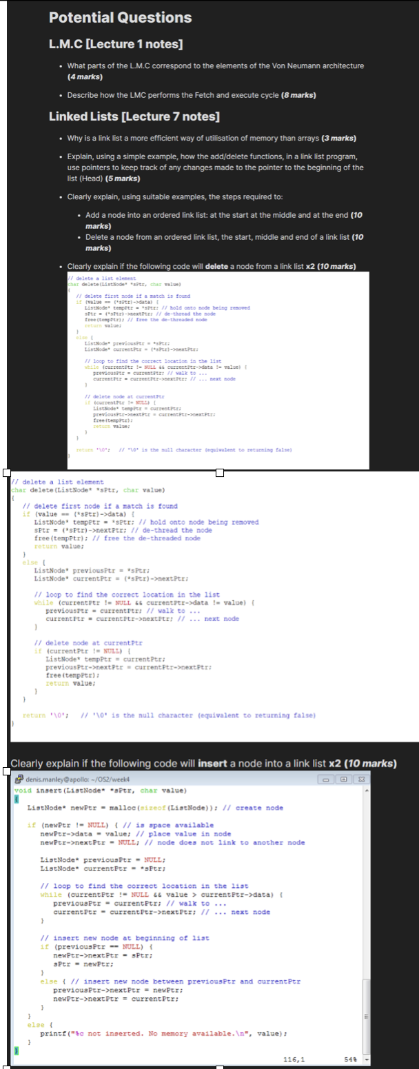 Solved Potential Questions L.M.C[Lecture 1 notes] • What | Chegg.com