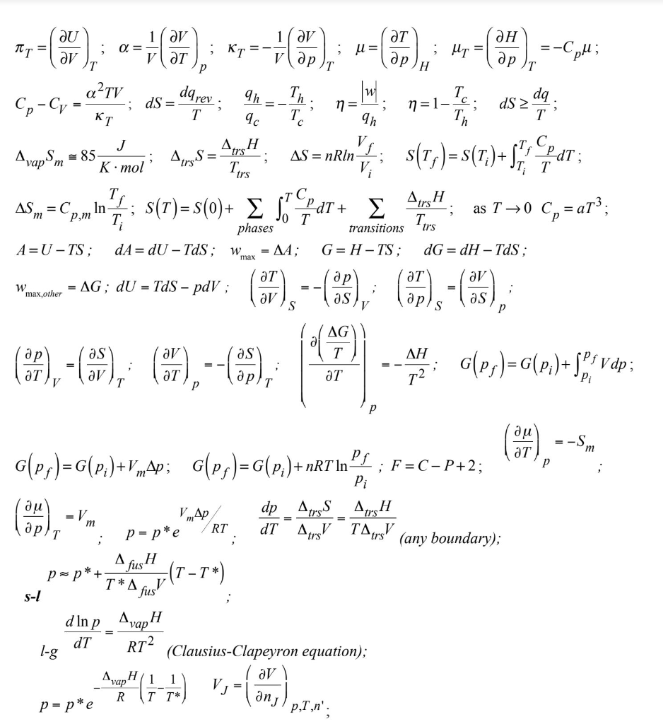 Map The Equations From Focus 3 Of Physical Chemist Chegg Com