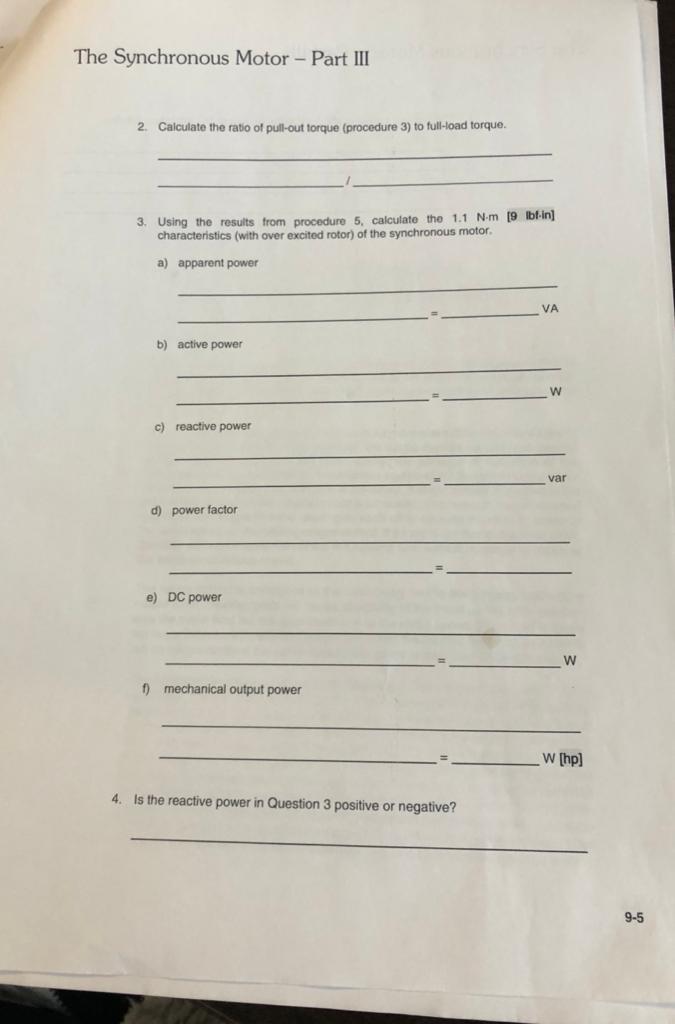 synchronous motor experiment lab report