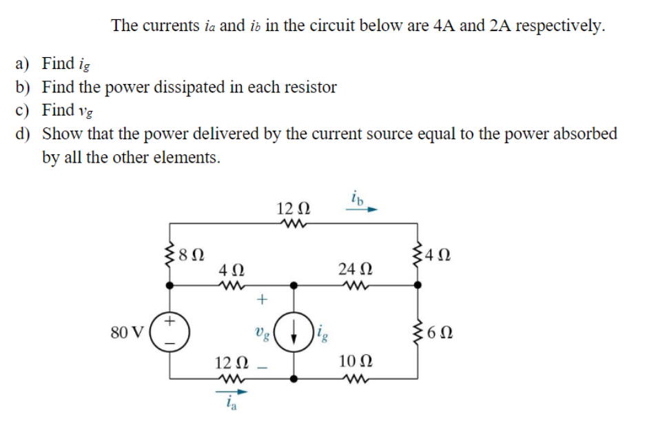 Solved The currents ia and ib in the circuit below are 4A | Chegg.com