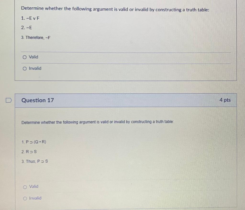 Solved Determine Whether The Following Argument Is Valid Or Chegg Com