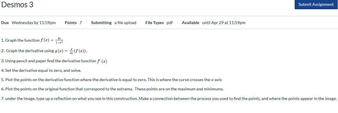 how to submit an assignment in desmos