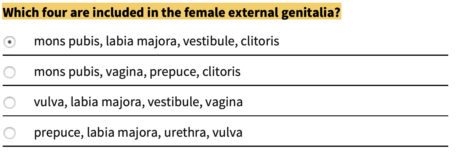 Solved Which Four Are Included In The Female External