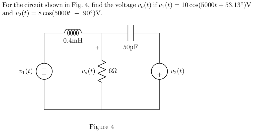 Solved For the circuit shown in Fig. 4, find the voltage | Chegg.com