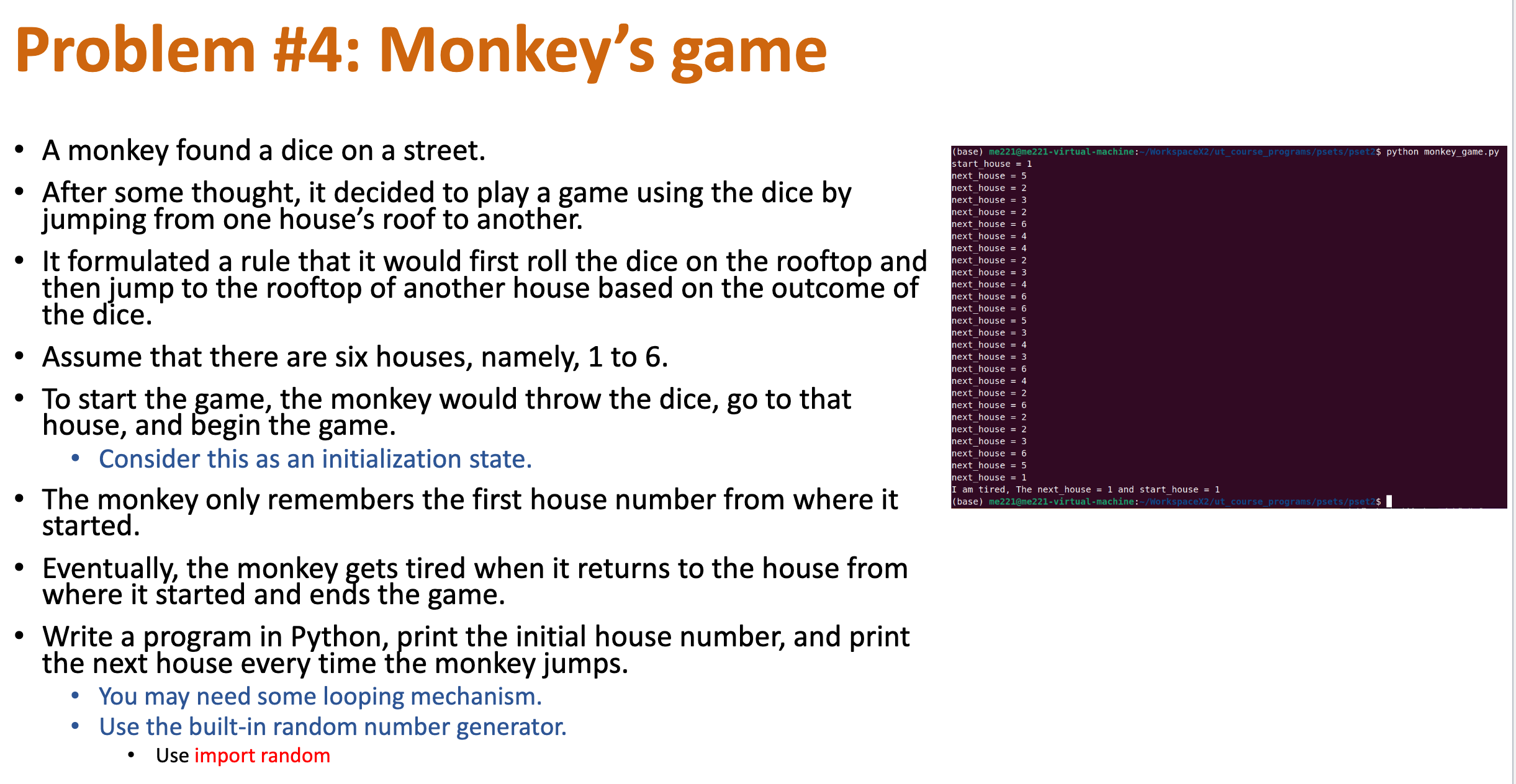 Solved Problem \#4: Monkey's game - A monkey found a dice on | Chegg.com