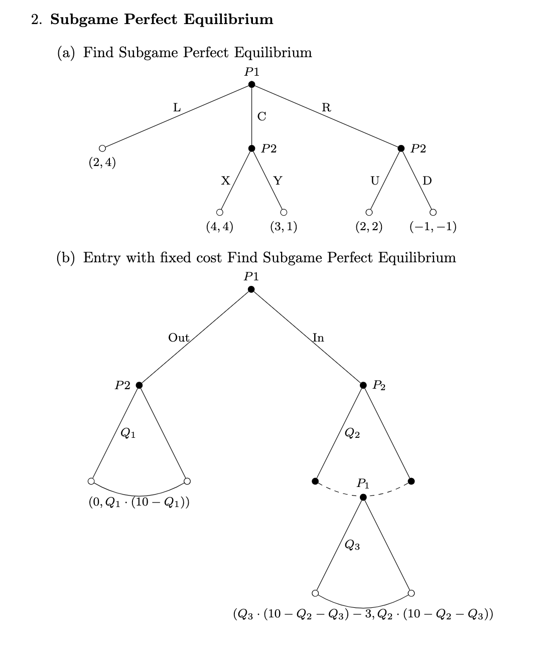 Solved 2. Subgame Perfect Equilibrium (a) Find Subgame | Chegg.com