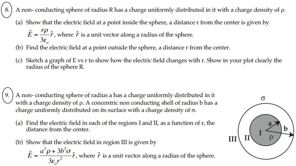 Solved E Rp 8 A Non Conducting Sphere Of Radius R Has A Chegg Com