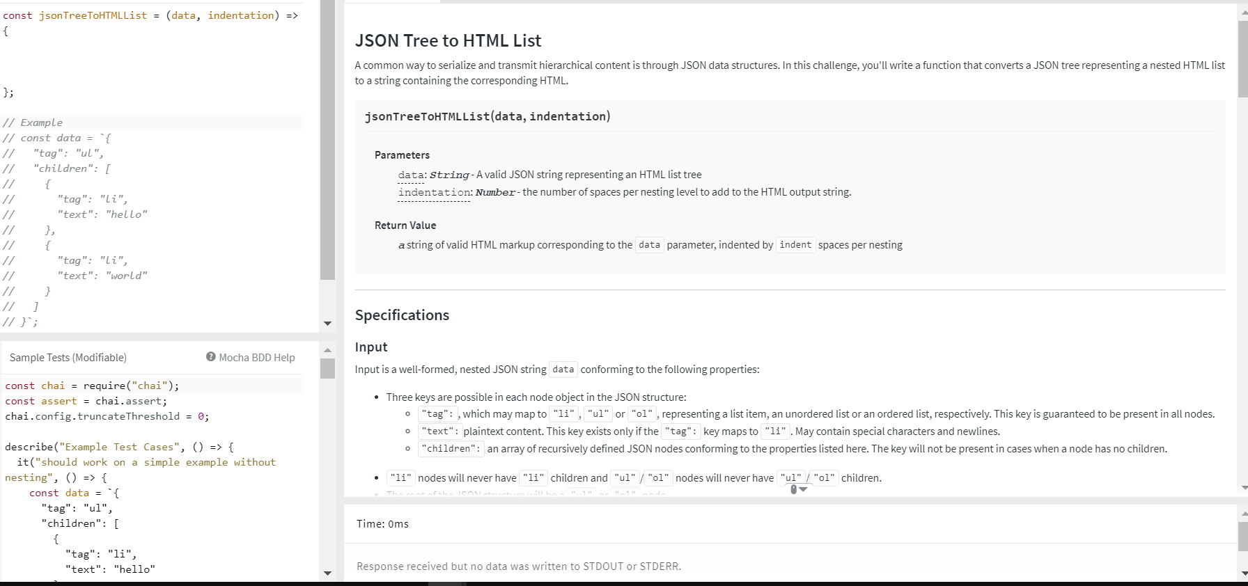 const jsonTreeTOHTMLList = (data, indentation) => { | Chegg.com