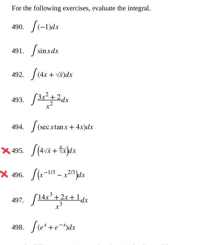 Solved For the following exercises, evaluate the integral. | Chegg.com