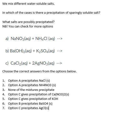 Solved We mix different water-soluble salts. In which of the | Chegg.com