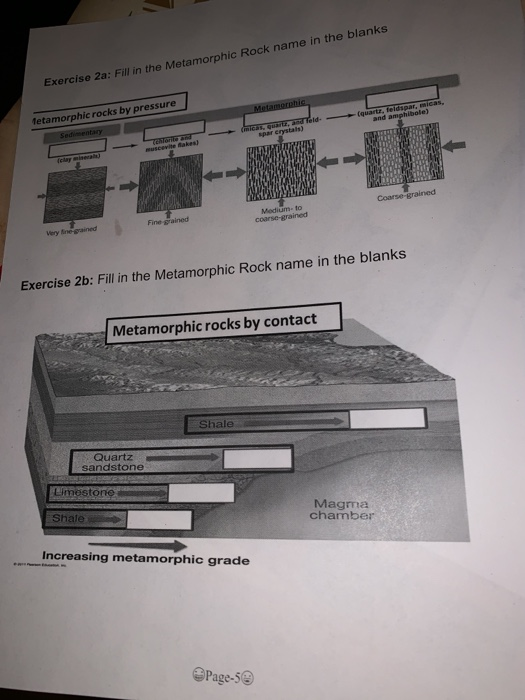 Solved Exercise 2a: Fill In The Metamorphic Rock Name In The | Chegg.com