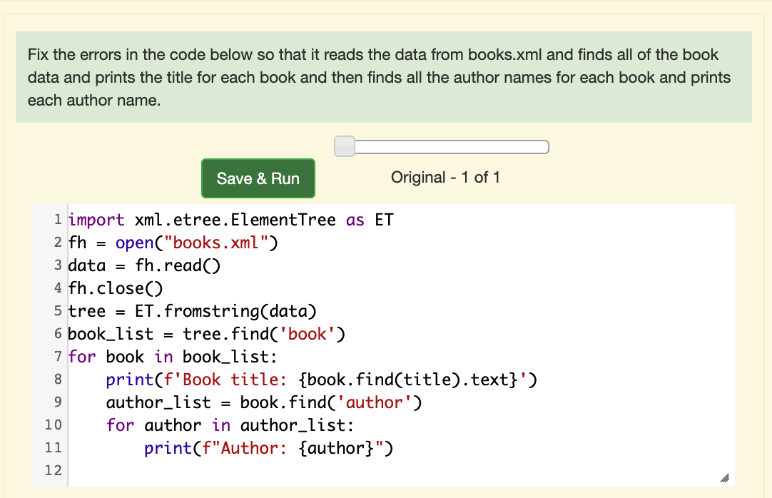 Solved Fix the errors in the code below so that it reads the | Chegg.com