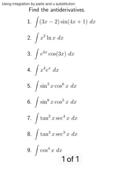 Solved Using integration by parts and u substitution Find | Chegg.com