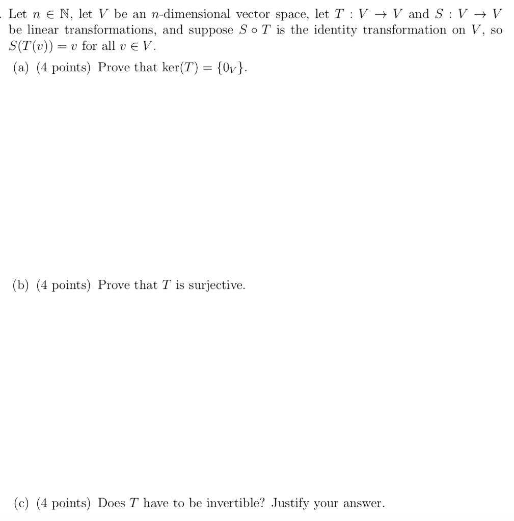 Solved Let n E N, let V be an n-dimensional vector space, | Chegg.com
