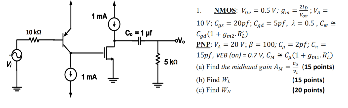 1 Ma Vov 10 K2 1 Uf Www 1 Nmos Vap 0 5v M Chegg Com