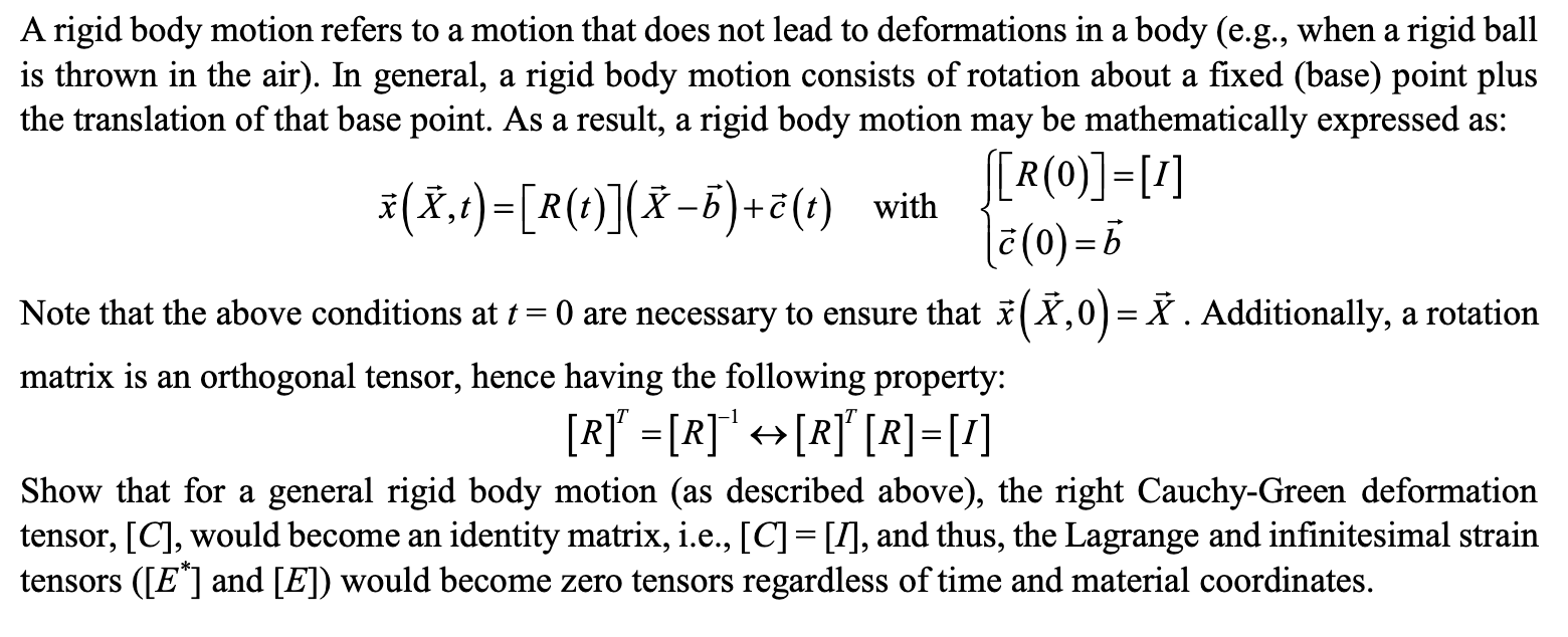 A rigid body motion refers to a motion that does not | Chegg.com
