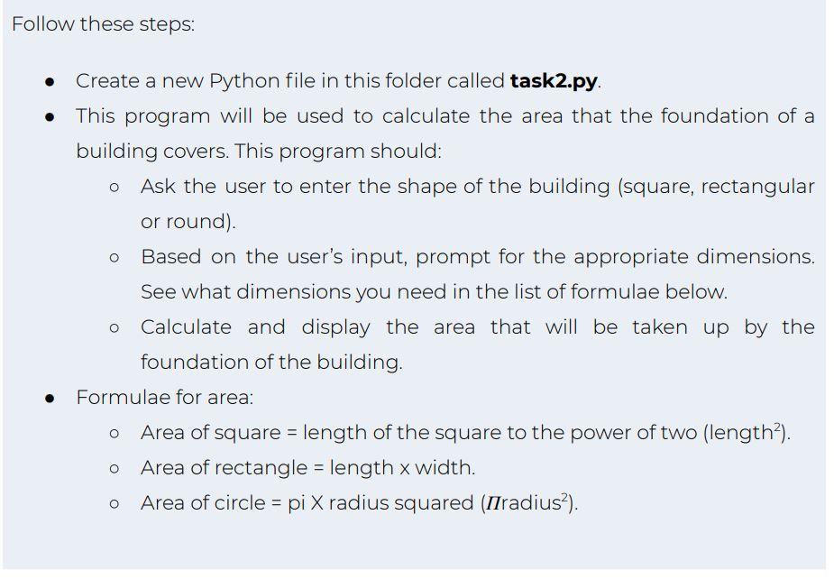 Solved Follow these steps: Create a new Python file in this | Chegg.com