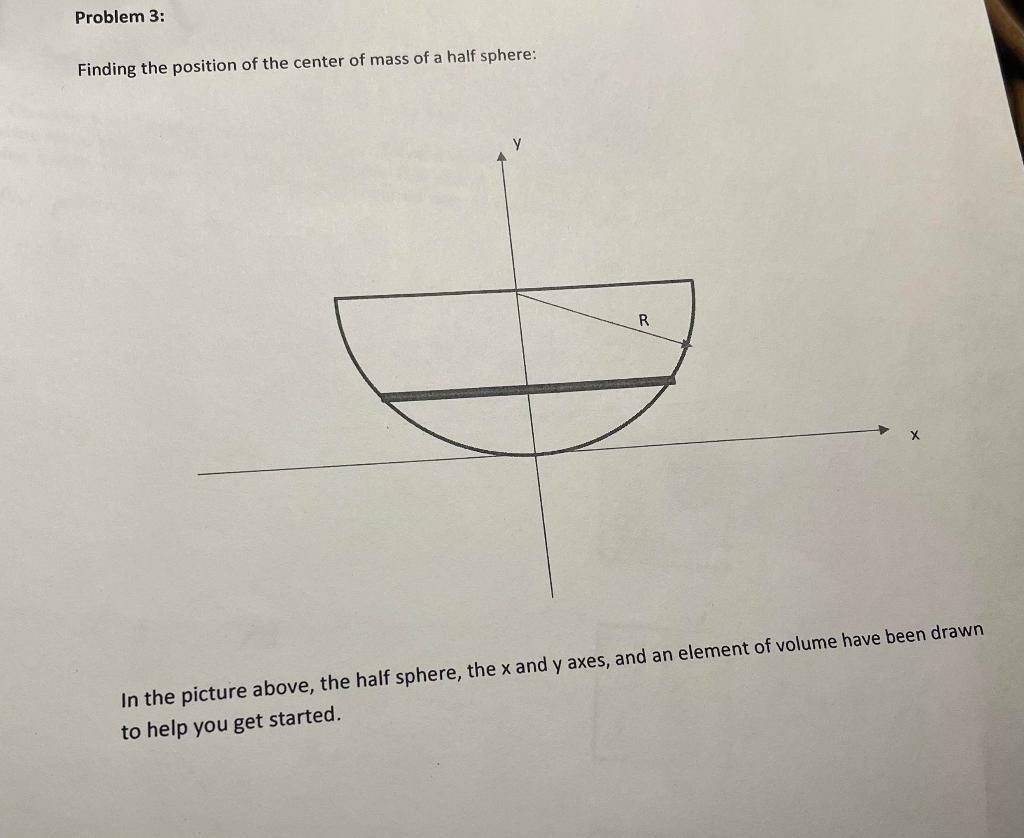 Solved Problem 3: Finding the position of the center of mass | Chegg.com