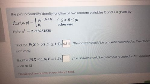 Solved The joint probability density function of two random | Chegg.com