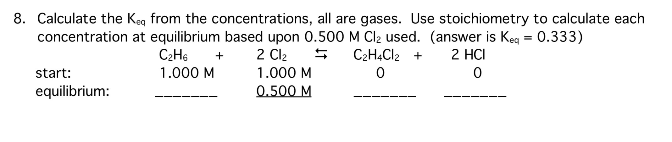 Solved Calculate the Keq from the concentrations, all are | Chegg.com