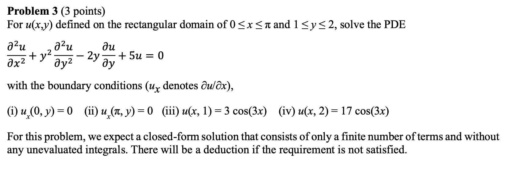 Solved Problem 3 (3 points) For u(x,y) defined on the | Chegg.com