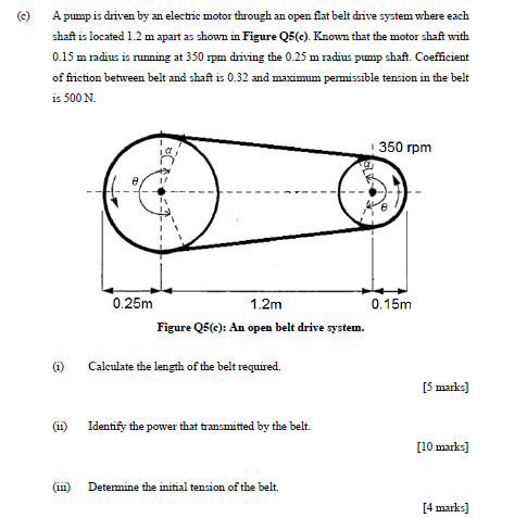 Solved (c) A pump is driven by an electric motor through an | Chegg.com