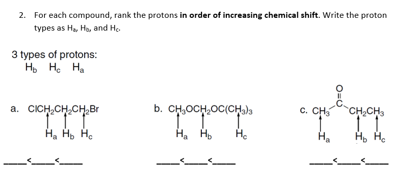 Solved 2. For Each Compound, Rank The Protons In Order Of | Chegg.com