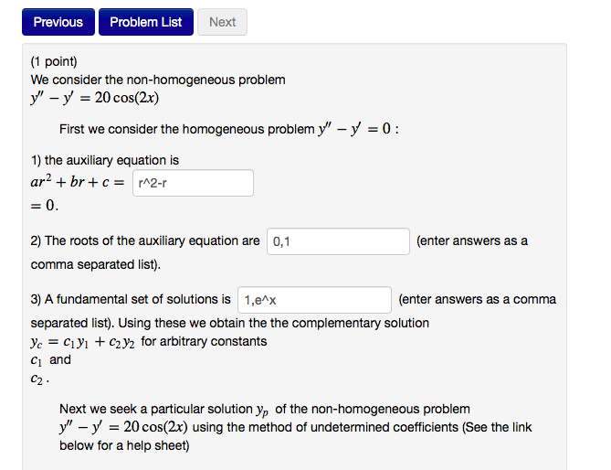 Solved Previous Problem List Next (1 point) We consider the | Chegg.com