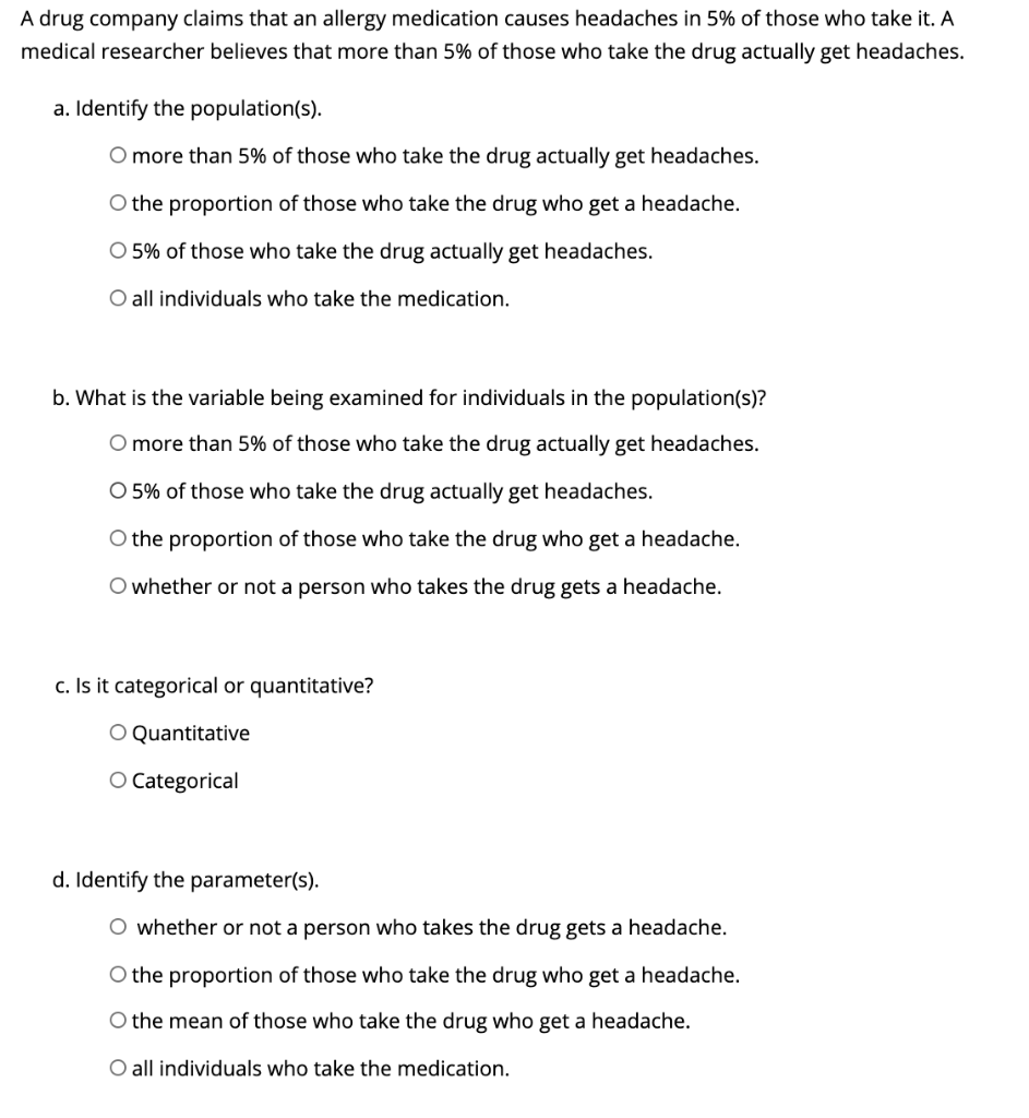 Solved A drug company claims that an allergy medication