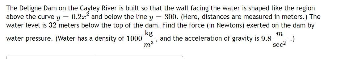 Solved The Deligne Dam on the Cayley River is built so that | Chegg.com