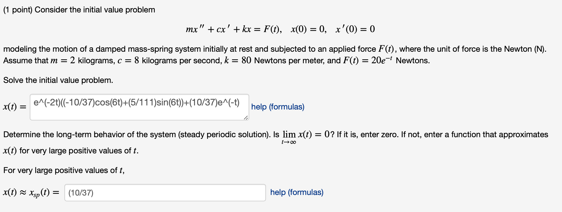 Solved 1 Point Consider The Initial Value Problem Mx Chegg Com