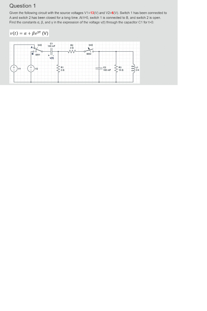 Solved Given the following circuit with the source voltages | Chegg.com