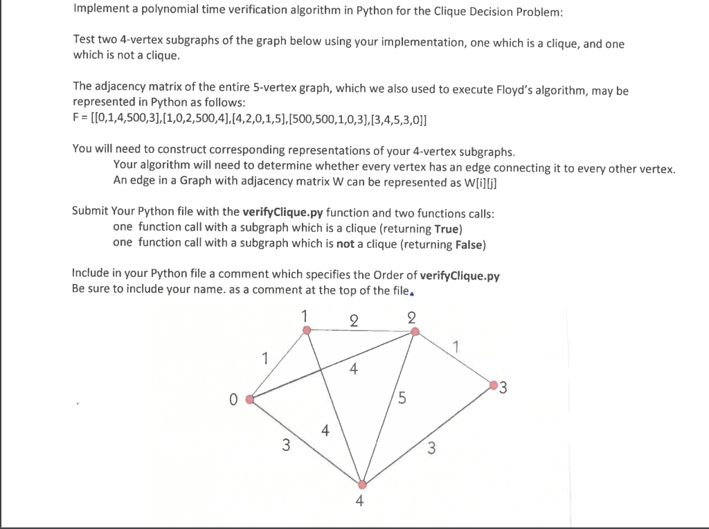 Solved Implement a polynomial time verification algorithm in | Chegg.com