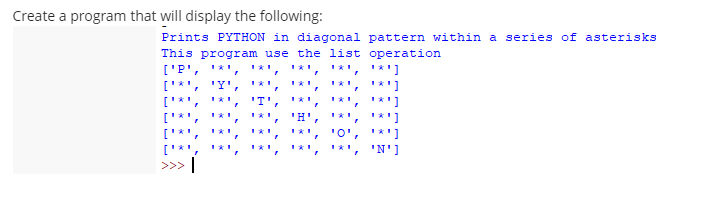 Solved Create a program that will display the following: | Chegg.com