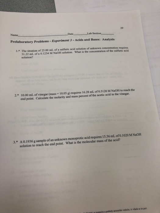 Solved 29 Name Date lab Section_ Prelaboratory Problems - | Chegg.com