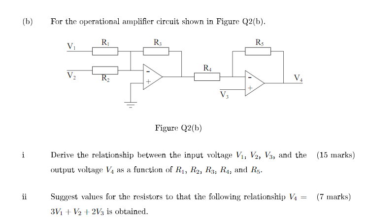 Solved (b) For the operational amplifier circuit shown in | Chegg.com