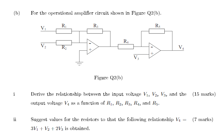 Solved (b) For The Operational Amplifier Circuit Shown In | Chegg.com