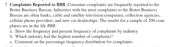 7. Complaints Reported to BBB. Consumer complaints | Chegg.com