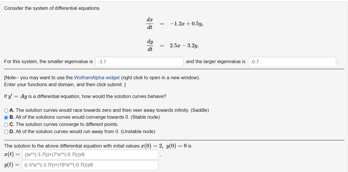 Solved Consider the system of differential equations dx | Chegg.com