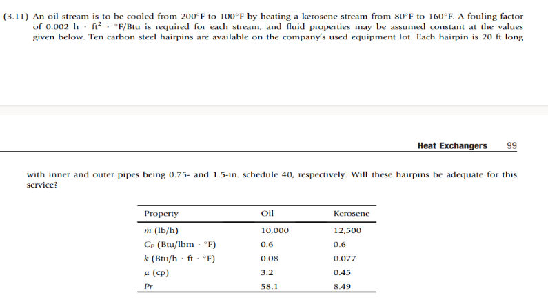 8.11) An oil stream is to be cooled from 200∘F to | Chegg.com