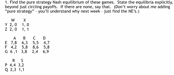Solved Find the pure strategy Nash equilibrium of these | Chegg.com