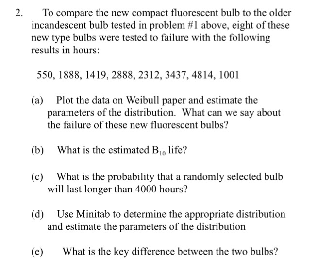 Solved 2. To compare the new compact fluorescent bulb to the | Chegg.com