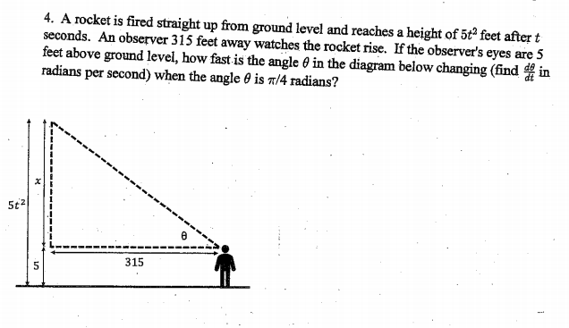Solved 4. A rocket is fired straight up from ground level | Chegg.com