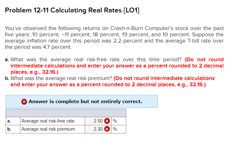 Solved You've observed the following returns on Crash-n-Burn | Chegg.com