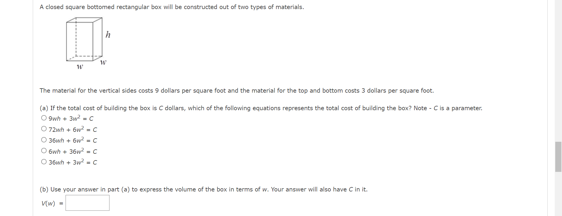 Solved A closed square bottomed rectangular box will be | Chegg.com