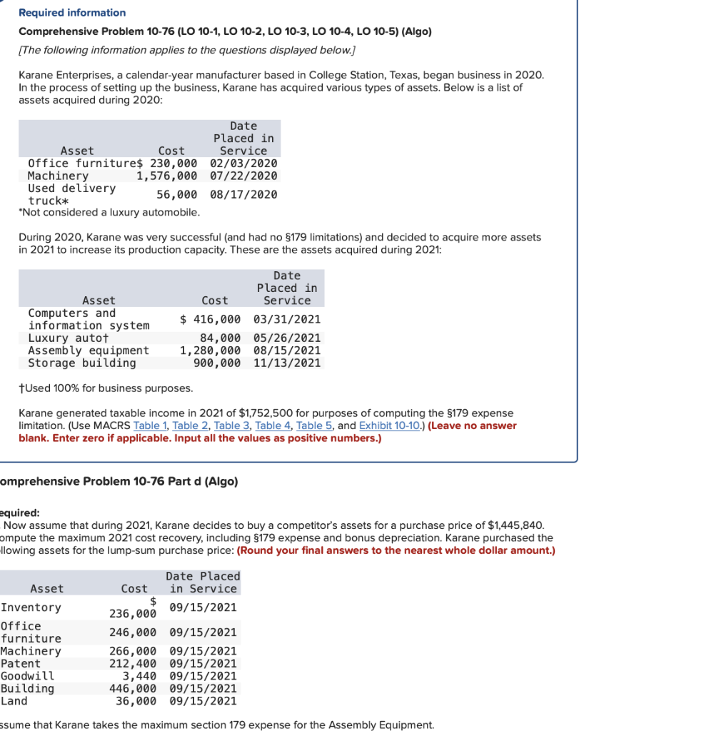 Required Information Comprehensive Problem 10 76 Lo