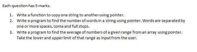 Solved Each question has 5 marks. 1. Write a function to | Chegg.com